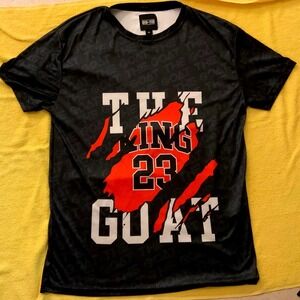 GS 115 Men The King 23 GOAT All Over Print T Shirt Black Michael Jordan
